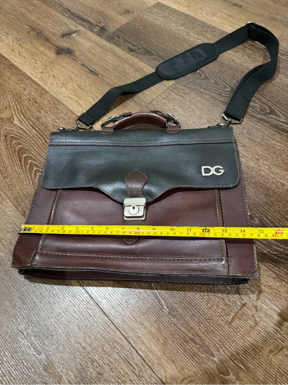 Vintage Men’s Two-Tone D&G Black and Burgundy Leather Briefcase